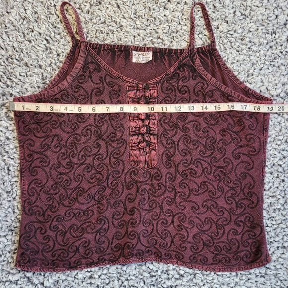 Vintage free size burgundy dark red embroidered tank top whimsigoth boho vampy - Picture 7 of 8